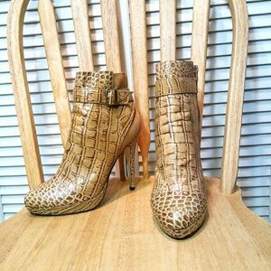 Charles Faux Alligator Ankle Boot Platform Heels